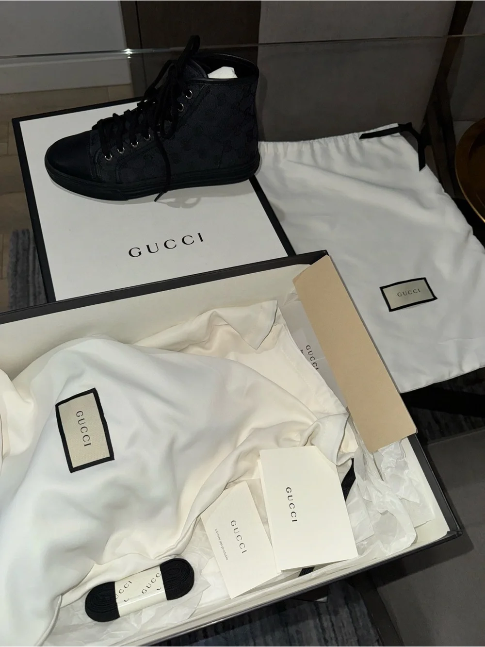 Gucci Black High-Top GG Canvas Sneaker